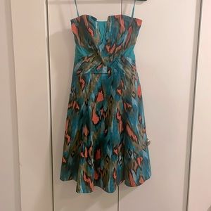 Anthropologie Girl From Savoy Turquoise Ikat retro cut dress